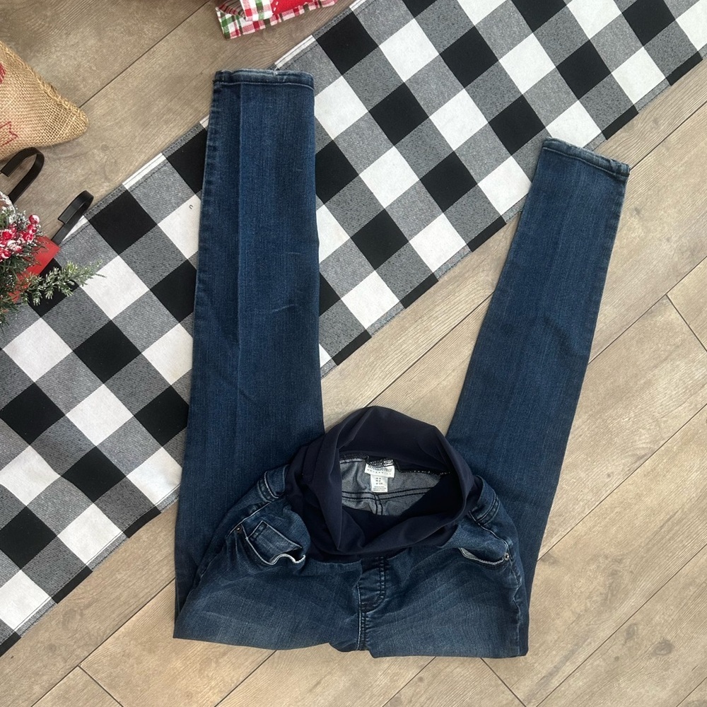 Motherhood Maternity Secret Fit Belly Skinny Fit Jeans Dark Blue Maternity Small - Picture 6 of 13